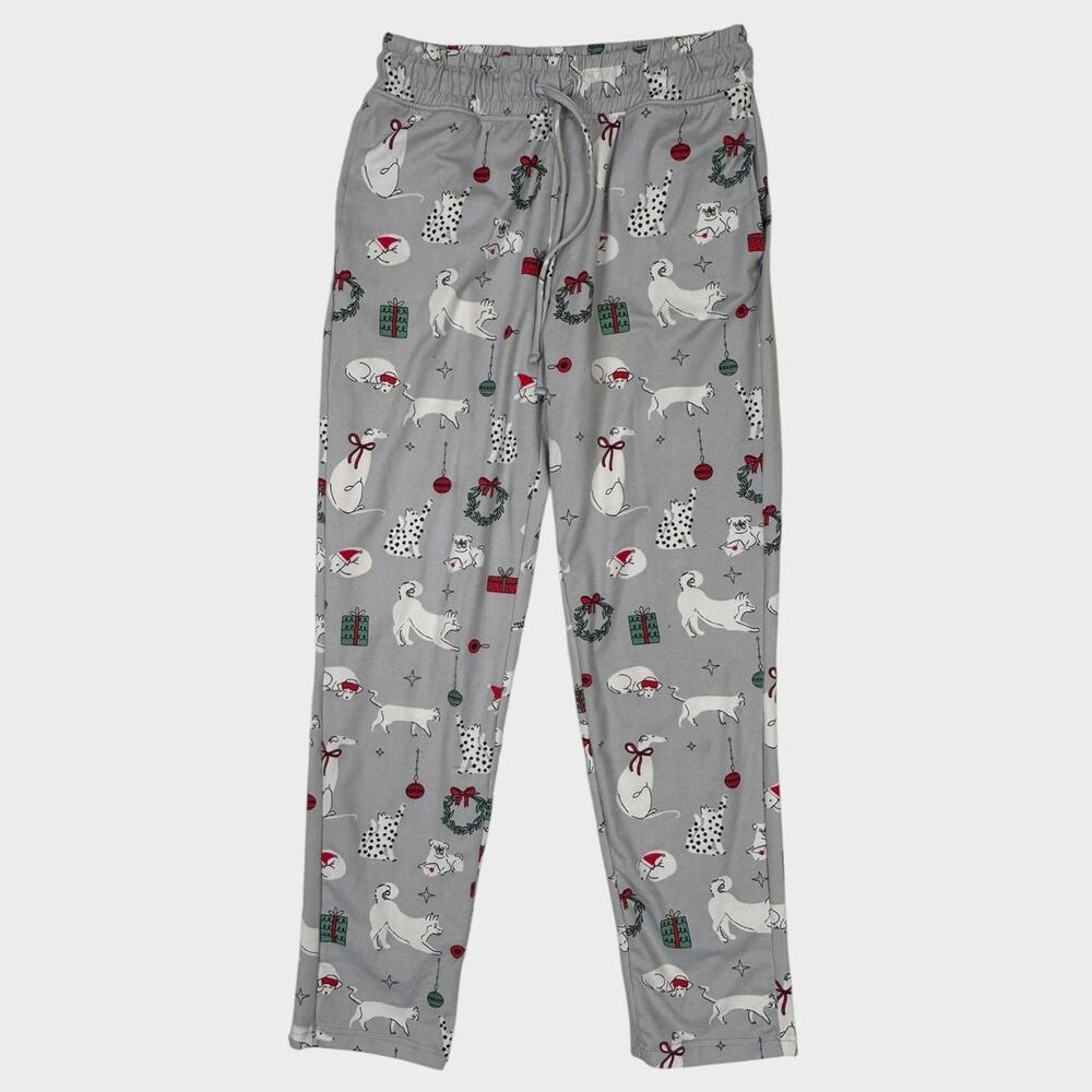 Tranquil & True M Holiday Christmas Gray Dog Print Sleep Lounge Pajama Pants